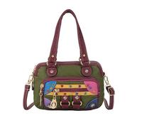 CORIOS Vintage Bolso de Mano Mujer Bolso de Hombro de Cuero PU Retro Bolso Bandolera con Decoración de Remaches Tote con Múltiples Bolsillos para Compras Citas Viajes Trabajo Uso Diario Verde Militar
