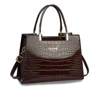 CORIOS Vintage Bolso de Mano para Mujer Patrón de Cocodrilo Bolsos de Hombro PU Cuero Bolso Bandolera Bolso Cruzados con Múltiples Bolsillos Elegante Viajes Compras Trabajo Citas Tote Café