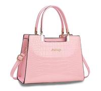 CORIOS Vintage Bolso de Mano para Mujer Patrón de Cocodrilo Bolsos de Hombro PU Cuero Bolso Bandolera Bolso Cruzados con Múltiples Bolsillos Elegante Viajes Compras Trabajo Citas Tote Rosa