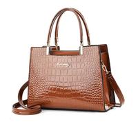 CORIOS Vintage Bolso de Mano para Mujer Patrón de Cocodrilo Bolsos de Hombro PU Cuero Bolso Bandolera Bolso Cruzados con Múltiples Bolsillos Elegante Viajes Compras Trabajo Citas Tote Amarillo Tierra