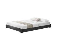 Cama Doble Tapizado en Piel sintética 140 x 200 cm Somier Moderno con Listones para Cama Negro