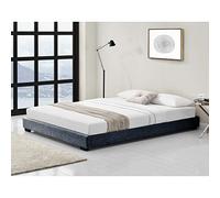 Corium Cama Doble Matrimonio Tapizado en Lienzo 180 x 200 cm Somier Moderno con Listones para Cama Gris Oscuro