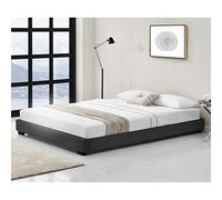 Corium Cama Doble Matrimonio Tapizado en Piel sintética 180 x 200 cm Somier Moderno con Listones para Cama Negro