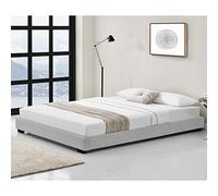 Corium Cama Doble Matrimonio Tapizado en Piel sintética 180 x 200 cm Somier Moderno con Listones para Cama Blanco