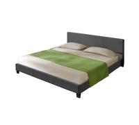 Corium cama doble skagen tapizada en tela 140x200cm gris oscuro