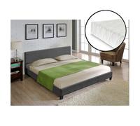 Corium cama doble skagen tapizada en tela con colchón 180x200cm gris oscuro [neu.haus]