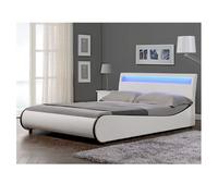 Corium cama doble (valencia) tapizada en cuero sintético con led - 180x200cm (blanco)
