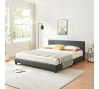 Corium Cama Elegante tapizada en Piel sintética (180x200cm) (Gris Oscuro)