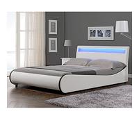 Corium Cama Elegante tapizada en Piel sintética - con Sistema de iluminación LED - 180x200cm (Blanco)