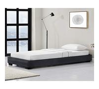 Corium Cama Individual Tapizado en Piel sintética 90 x 200 cm Somier Moderno con Listones para Cama Negro
