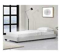 Corium Cama Individual Tapizado en Piel sintética 90 x 200 cm Somier Moderno con Listones para Cama Blanco