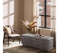 Corium Puff Almacenaje Bukit Banco Tapizado con Compartimento Baúl Almacenaje Dormitorio Banco Otomano Arcón máx.150 kg Madera 118 x 37 x 43 cm - Gris