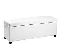 Corium Puff Almacenaje Bukit Baúl Almacenaje Dormitorio Banco Tapizado con Compartimento Banco Otomano Arcón máx.150 kg Polipiel Madera 118 x 37 x 43 cm - Blanco Mate