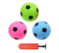 Coriver 3 Pack Balón de fútbol Inflable pequeño-balón de fútbol en 3 Colores con Bomba, balón de Playa para Piscina de Verano, Juego Deportivo para niños para Interior y Exterior (1.Ros Azul+Verde)