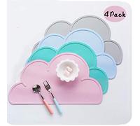 Coriver 4 PCS Placemats, Silicona de Grado alimenticio Mesa Plegable Antideslizante Bandeja de Alimentos Cena Resistente al Calor Placa de Mantel (Pink+Blue+Green+Grey)