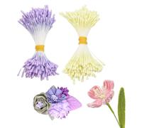 Coriver Estambres de Flores Artificiales, 350 Piezas de Limpiadores de Pipas, Estambre de Flores de Doble Cabeza para Proyectos de Manualidades (Morado+Amarillo)