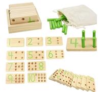 Coriver Montessori Toys - Juguetes de conteo de madera, juegos de matemáticas de números con bolsa de almacenamiento, juguetes de bloques de números para niños, juguetes educativos de madera para