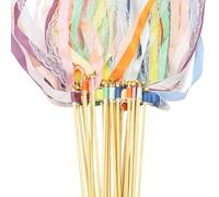 Coriver paquete de 30 varitas para bodas, 6 colores de varitas con cinta y cascabeles, varitas mágicas para bodas, varitas de seda para hadas para regalos de cumpleaños y baby showers