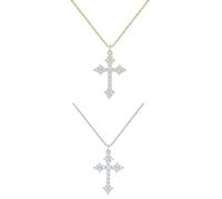 CORIXTAL Collar de cruz de plata para mujer, collar de cruz para mujer, joyería de cruz dorada, collar de cruz para mujer, regalos de cumpleaños de Navidad para mujer, joyería de cruz, latón