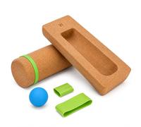 Cork Balance Board 4-in-1 Set with Roller, Massage Ball & Toe Resistance Bands for Foot Strength, Natural Cork, Ankle Stability, Core Muscles & Mobility Training,Compact Wobble Board for Home.