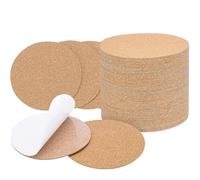 Cork Coaster Redondo de Corch,20 PCS Esteras de Corcho,Mini Azulejo de Corcho de Pared Posavasos de Autoadhesivos Tapete de para Oficina,Escuela y Hogar,9 x 9 x 0,1 cm (1MM)