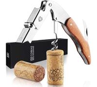 CORKAS Wine Key - Sacacorchos profesional hecho a mano para camarero, abridor de vino compacto con doble bisagra, cortador de papel de aluminio y abrebotellas, regalos para Severs, Sommelier