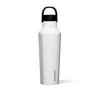 Corkcicle Sport Canteen - Taza aislada, color blanco brillante, 20 onzas, botella de agua reutilizable que mantiene las bebidas frías durante 25 horas y calientes durante 12 horas, apta para