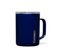 Corkcicle Taza de café triple aislamiento con tapa, vaso de acero inoxidable con asa, caliente por más de 3 horas, sin BPA, azul marino medianoche brillante, 16 onzas