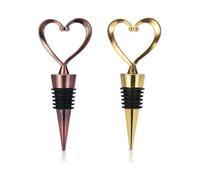 Corks 2 Pack, Heavy Duty Reusable Heart Design Heart Wine Corks Keep Wine Fresh, Rose Gold + Gold