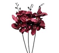 Corkwaw 3 flores artificiales de orquídea mariposa, planta de seda de tacto real, phalaenopsis se utiliza en oficinas, centros de mesa de comedor, bodas, decoración del hogar (rojo)