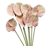 Corkwaw 8 flores artificiales de Anthurium con tacto real, para decoración de mesa, arreglos nupciales, bodas, festivales, decoración, arreglos florales, color amarillo