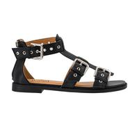 Corkys Footwear Hey Girl Glad You Made It - Sandalias de gladiador para mujer con tacón con cremallera, 3 correas de hebilla ajustables, plantillas acolchadas, comodidad de punta abierta, Negro, 39.5