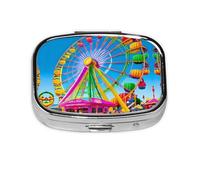 Corlorful Park - Caja de almacenamiento de pastillas cuadrada de viaje, mini pastillero portátil (pastillero de 2 compartimentos), caja de almacenamiento de medicamentos y vitaminas