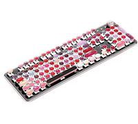 CORN K520 - Teclado mecánico para juegos con lápiz labial, panel de metal, redondo, retroiluminado, 104 teclas, interruptor azul, con cable, lindo teclado para Windows/Mac/PC