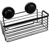 Cornat Cesta de ducha 3 en 1 - Cesta extra grande y alta - para montaje en pared - 3 opciones de fijación diferentes con ventosa, almohadilla adhesiva y perforación - Negro/Estantería de ducha