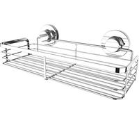 Cornat Cesta de ducha 3 en 1 - Cesta extra larga y plana - para montaje en pared - 3 opciones de fijación diferentes con ventosa, almohadilla adhesiva y taladrar - cromado/estantería de ducha /