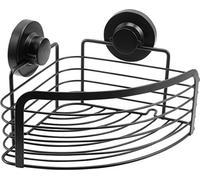 Cornat - Cesta de esquina 3 en 1 para montaje en esquina, 3 opciones de fijación diferentes con ventosa, almohadilla adhesiva y perforación, color negro y estante de ducha/estante de ducha /