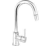 Cornat KIR53 Kirna - Grifo monomando para fregadero (latón cromado, manguera extensible y caño giratorio 360°)