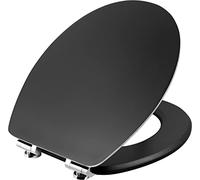 Cornat KSBSSC51 Prime Black Steel - Asiento de inodoro con tapa (núcleo de madera, descenso automático y fijación rápida), color negro