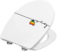 Cornat Love KSDSC106 - Asiento de inodoro con diseño de arcoíris, termoplástico de fácil cuidado, función de limpieza y cierre suave, tapa de inodoro