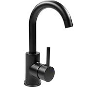 Cornat NERSH1 - Grifo monomando para lavabo (latón negro mate, fijación sin esfuerzo, con válvula de drenaje, grifo para baño/lavabo, grifo NERSH1)