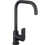 Cornat Noir NERS52 - Grifo mezclador monomando para fregadero, cuerpo fundido a presión, color negro mate, boquilla alta y giratoria, grifo de cocina de baja presión