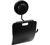 Cornat Portarrollos de papel higiénico 3 en 1 "Comfort" - 3 opciones de fijación diferentes con ventosa, almohadilla adhesiva y taladrar - con tapa - Negro / Portarrollos / Soporte para papel higiénico / T3402601