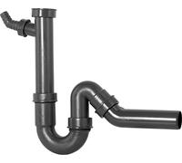 Cornat Tubos de tapón de Olor para fregaderos Pulgadas conexión para Dispositivo y Rama de 45° - Fabricado con plásticos reciclados - Embalaje reciclable / T353004R, Gris, 1 1/2 Zoll x 40 mm