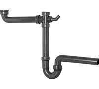 Cornat Tapón antiolores Tubular para fregaderos Dobles Pulgadas Conector para electrodomésticos - Fabricado con plásticos reciclados - Embalaje reciclable/sifón / T353108R, Gris, 1 1/2 Zoll x 40 mm