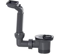 Cornat Reciclat T353504R - Juego de desagüe y rebosadero para fregaderos empotrables con escurridor (1 1/2 pulgadas, fabricado en plásticos, fabricado en Alemania), color gris