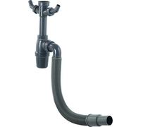 Cornat Tapón antiolores para Tazas de Fregadero, Pulgadas, con Tubo Flexible y Conexiones para Dispositivos-Fabricado con plásticos reciclados-Embalaje reciclable / T353306R, Gris, 1 1/2 Zoll x 40 mm