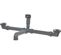 Cornat T354504R Rezyklat T354504R-Desagüe para Fregadero Doble Reversible (1 1/2", Rosca Exterior de plástico Reciclado, Fabricado en Alemania), Gris