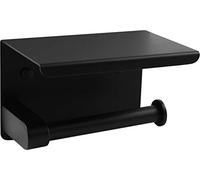 Cornat T364205-Portarrollos de Papel higiénico con Estante (143 x 100 mm, 2 Opciones de Montaje Diferentes, con Almohadilla Adhesiva y perforación, Negro Mate), Acero aleado, 143 x 100 x 95 mm