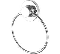 Cornat T340255 T340255-Toallero 3 en 1 con Anilla-3 Opciones de fijación Diferentes con Ventosa, Almohadilla Adhesiva y Taladro, Cromado, Cromo (Brillante)